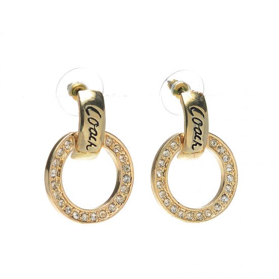 Coach Diamond Circle Stud Gold Earrings AKA | Coach Outlet Canada